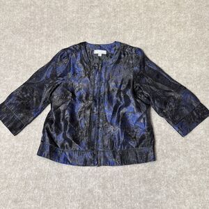 Simonton Says Women Jacket Medium‎ 3/4 Sleeve Jacquard Career Art Print